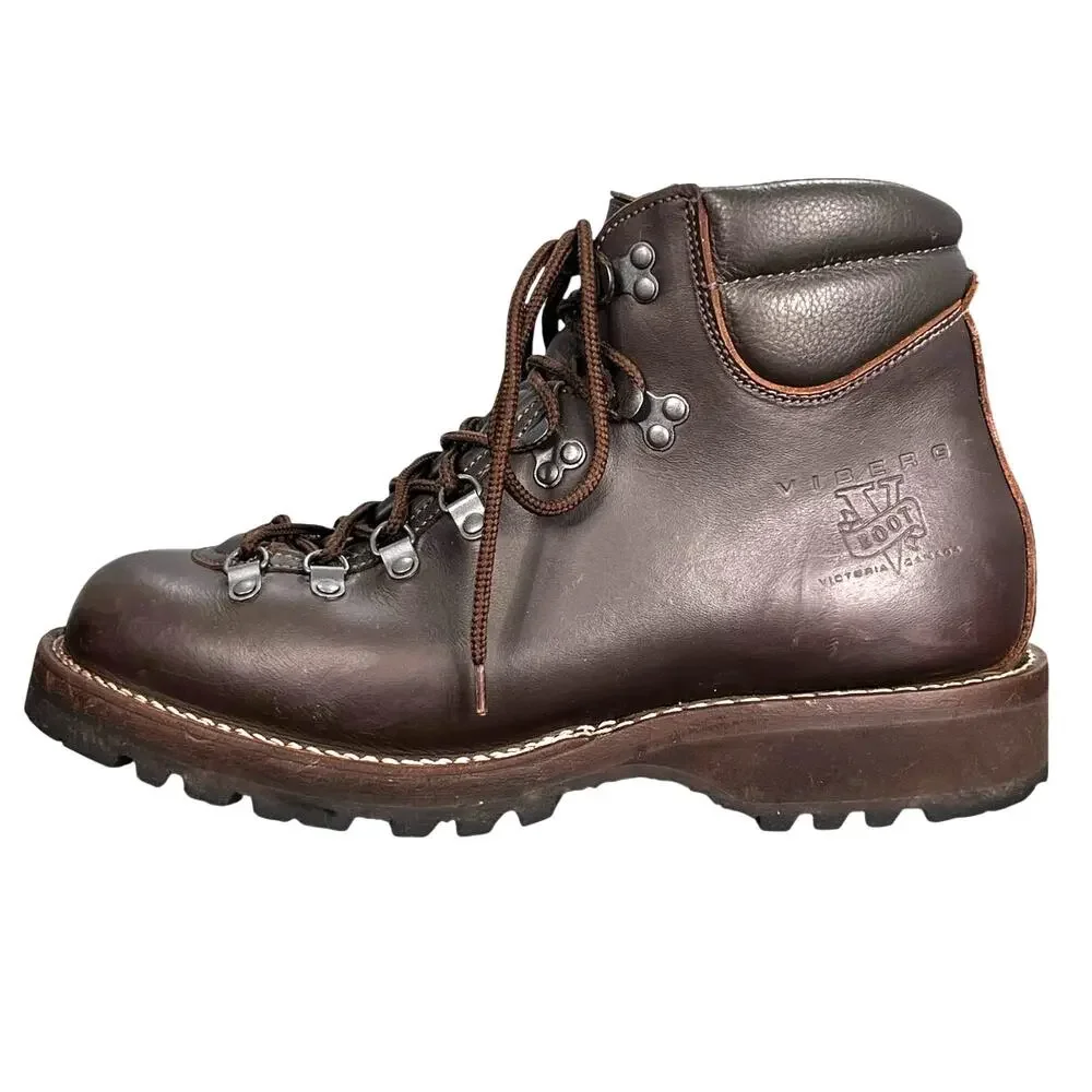 Viberg Pachena Bay Brown Leather Vibram Sole Hiking Boot Size US 10.5 D